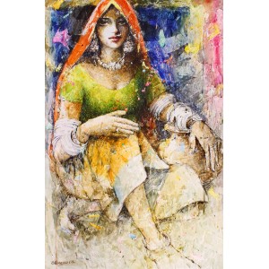Moazzam Ali, 29 x 42 Inch, Watercolor on Paper, Figurative Painting, AC-MOZ-074